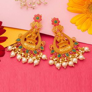 Разноцветные и золотые индийские серьги со стразами, перламутровыми бусинками