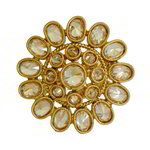 *Молочное и золотое латунное женское индийское кольцо с искусственными камнями