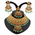 *Золотое и синее индийское украшение на шею со стразами