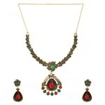 *Бордовое, золотое и красное индийское украшение на шею со стразами