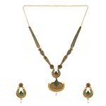 *Зелёное и золотое индийское украшение на шею со стразами