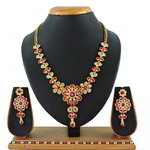 *Бордовое, золотое и красное индийское украшение на шею со стразами