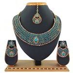 *Золотое и синее индийское украшение на шею со стразами