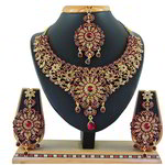 *Бордовое, золотое и красное индийское украшение на шею со стразами