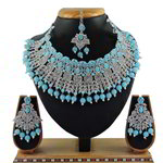 *Золотое и синее индийское украшение на шею со стразами