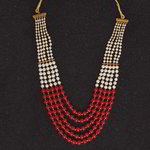 *Молочное и золотое латунное индийское украшение на шею с бисером, перламутровыми бусинками