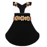 *Золотое и розовое индийское украшение на шею с искусственными камнями, бисером