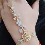 *Молочный и золотой женский браслет на запяться (хас пан) со стразами