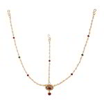 *Разноцветное и золотое латунное индийское украшение на голову (манг-тика) с перламутровыми бусинками