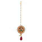 *Разноцветное и золотое латунное индийское украшение на голову (манг-тика) со стразами