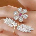 *Молочное и золотое латунное женское индийское кольцо со стразами