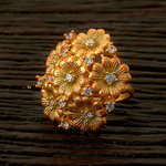 *Молочное и золотое латунное женское индийское кольцо со стразами