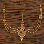 *Бордовое, цвета меди, золотое и красное медное индийское украшение на голову (манг-тика) с перламутровыми бусинками