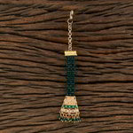 *Зелёное и золотое латунное индийское украшение на голову (манг-тика) со стразами
