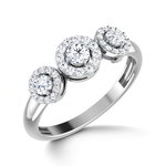 *Серебристое латунное женское индийское кольцо со стразами