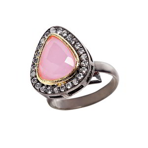 Золотое и розовое женское индийское кольцо из латуни со стразами