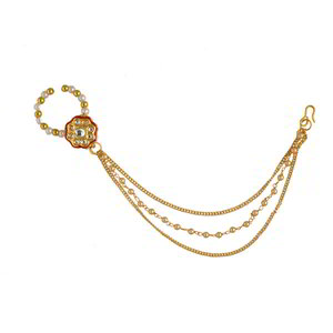 Молочное, цвета меди и золотое медное индийское кольцо в нос с искусственными камнями, перламутровыми бусинками