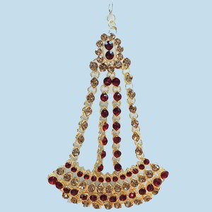 Бордовое, золотое и красное индийское украшение на голову (манг-тика) со стразами