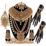 *Бежевый, коричневый и золотой набор свадебных индийских украшений со стразами
