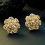 *Молочные и золотые индийские серьги со стразами