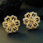 *Молочные и золотые индийские серьги со стразами