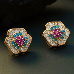 *Разноцветные и золотые индийские серьги со стразами