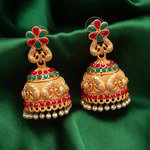 *Разноцветные и золотые индийские серьги со стразами, перламутровыми бусинками