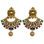 *Разноцветные и золотые латунные индийские серьги с перламутровыми бусинками