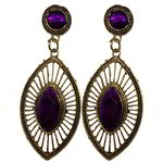 *Лиловые, фиолетовые и золотые латунные индийские серьги с перламутровыми бусинками