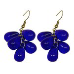 *Золотые и синие латунные индийские серьги с перламутровыми бусинками