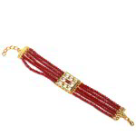 *Золотой и розовый индийский браслет с бисером, перламутровыми бусинками