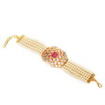 *Разноцветный и золотой индийский браслет с перламутровыми бусинками