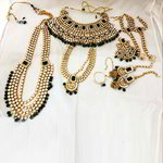 *Зелёный и золотой набор свадебных индийских украшений с бисером