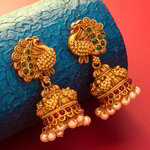 *Разноцветные и золотые индийские серьги с перламутровыми бусинками