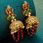 *Зелёные и золотые индийские серьги с искусственными камнями