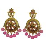 *Золотые и розовые латунные индийские серьги со стразами