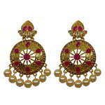 *Бордовые, золотые и красные индийские серьги из латуни со стразами