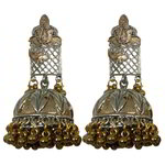 *Серебристые и золотые латунные индийские серьги со стразами