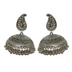 *Серебристые латунные индийские серьги со стразами