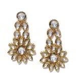 *Молочные и золотые индийские серьги из латуни со стразами