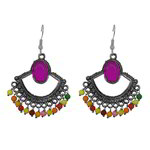 *Разноцветные и серебристые индийские серьги из латуни со стразами