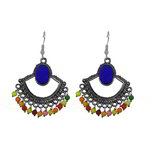 *Разноцветные и серебристые латунные индийские серьги со стразами