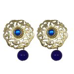*Золотые и синие латунные индийские серьги со стразами