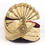 *Молочный бархатный индийский тюрбан (чалма) с кружевами