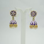 *Лиловые, фиолетовые и золотые индийские серьги с бисером