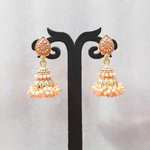 *Золотые и розовые индийские серьги с бисером