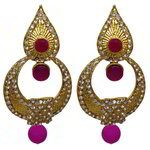 *Золотые и розовые латунные индийские серьги со стразами