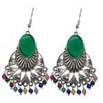 *Разноцветные и золотые индийские серьги из латуни со стразами