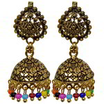 *Разноцветные и золотые индийские серьги из латуни со стразами