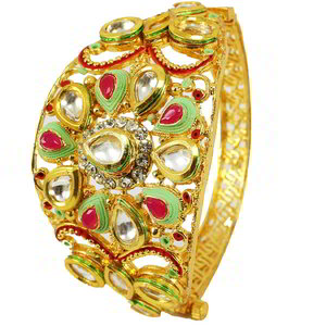 Бордовый и золотой индийский браслет с искусственными камнями